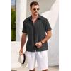 COOFANDY Mens Short Sleeve Button Down Shirts 100% Cotton Beach Style Textured Shirts(Black)