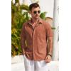 COOFANDY Mens Short Sleeve Button Down Shirts 100% Cotton Beach Style Textured Shirts(Caramel)