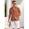 COOFANDY Mens Short Sleeve Button Down Shirts 100% Cotton Beach Style Textured Shirts(Caramel)