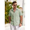 COOFANDY Mens Short Sleeve Button Down Shirts 100% Cotton Beach Style Textured Shirts(Sage Green)