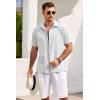 COOFANDY Mens Short Sleeve Button Down Shirts 100% Cotton Beach Style Textured Shirts(White)