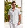 COOFANDY Mens Short Sleeve Button Down Shirts 100% Cotton Beach Style Textured Shirts(White)
