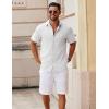COOFANDY Mens Short Sleeve Button Down Shirts Beach Linen Short Sleeve Shirts Untucked Shirt White