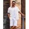 COOFANDY Mens Short Sleeve Button Down Shirts Beach Linen Short Sleeve Shirts Untucked Shirt White