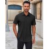 COOFANDY Men’s Short Sleeve Button Down Shirts Casual Dress Shirts for Men Untucked Shirt with Pocket(Black)