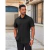 COOFANDY Men’s Short Sleeve Button Down Shirts Casual Dress Shirts for Men Untucked Shirt with Pocket(Black)