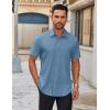 COOFANDY Men’s Short Sleeve Button Down Shirts Casual Dress Shirts for Men Untucked Shirt with Pocket(Grey Blue)