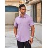 COOFANDY Men’s Short Sleeve Button Down Shirts Casual Dress Shirts for Men Untucked Shirt with Pocket(Lavender)