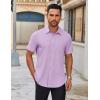 COOFANDY Men’s Short Sleeve Button Down Shirts Casual Dress Shirts for Men Untucked Shirt with Pocket(Lavender)