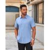 COOFANDY Men’s Short Sleeve Button Down Shirts Casual Dress Shirts for Men Untucked Shirt with Pocket(Light Blue)
