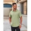 COOFANDY Men’s Short Sleeve Button Down Shirts Casual Dress Shirts for Men Untucked Shirt with Pocket(Light Green)