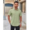 COOFANDY Men’s Short Sleeve Button Down Shirts Casual Dress Shirts for Men Untucked Shirt with Pocket(Light Green)