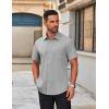 COOFANDY Men’s Short Sleeve Button Down Shirts Casual Dress Shirts for Men Untucked Shirt with Pocket(Light Grey)