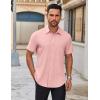 COOFANDY Men’s Short Sleeve Button Down Shirts Casual Dress Shirts for Men Untucked Shirt with Pocket(Light Pink)