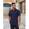 COOFANDY Men’s Short Sleeve Button Down Shirts Casual Dress Shirts for Men Untucked Shirt with Pocket(Navy Blue)