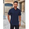 COOFANDY Men’s Short Sleeve Button Down Shirts Casual Dress Shirts for Men Untucked Shirt with Pocket(Navy Blue)
