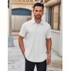 COOFANDY Men’s Short Sleeve Button Down Shirts Casual Dress Shirts for Men Untucked Shirt with Pocket(White)