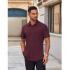 COOFANDY Men’s Short Sleeve Button Down Shirts Casual Dress Shirts for Men Untucked Shirt with Pocket(Wine Red)