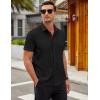 COOFANDY Men’s Short Sleeve Button Down Shirts Casual Summer Dress Untucked Shirts(Black)