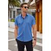 COOFANDY Men’s Short Sleeve Button Down Shirts Casual Summer Dress Untucked Shirts(Blue)