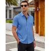 COOFANDY Men’s Short Sleeve Button Down Shirts Casual Summer Dress Untucked Shirts(Blue)