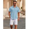 COOFANDY Men’s Short Sleeve Button Down Shirts Casual Summer Dress Untucked Shirts(Clear Blue)