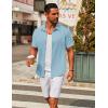 COOFANDY Men’s Short Sleeve Button Down Shirts Casual Summer Dress Untucked Shirts(Clear Blue)