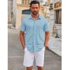 COOFANDY Men’s Short Sleeve Button Down Shirts Casual Summer Dress Untucked Shirts(Clear Blue)