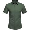 COOFANDY Men’s Short Sleeve Button Down Shirts Casual Summer Dress Untucked Shirts(Dark Green)