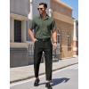COOFANDY Men’s Short Sleeve Button Down Shirts Casual Summer Dress Untucked Shirts(Dark Green)