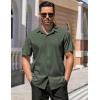 COOFANDY Men’s Short Sleeve Button Down Shirts Casual Summer Dress Untucked Shirts(Dark Green)