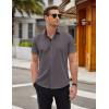 COOFANDY Men’s Short Sleeve Button Down Shirts Casual Summer Dress Untucked Shirts(Dark Grey)