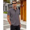 COOFANDY Men’s Short Sleeve Button Down Shirts Casual Summer Dress Untucked Shirts(Dark Grey)
