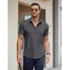 COOFANDY Men’s Short Sleeve Button Down Shirts Casual Summer Dress Untucked Shirts(Granite Gray)