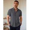 COOFANDY Men’s Short Sleeve Button Down Shirts Casual Summer Dress Untucked Shirts(Granite Gray)