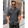 COOFANDY Men’s Short Sleeve Button Down Shirts Casual Summer Dress Untucked Shirts(Gray)