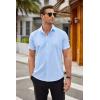 COOFANDY Men’s Short Sleeve Button Down Shirts Casual Summer Dress Untucked Shirts(Light Blue)