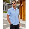 COOFANDY Men’s Short Sleeve Button Down Shirts Casual Summer Dress Untucked Shirts(Light Blue)