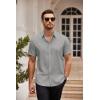 COOFANDY Men’s Short Sleeve Button Down Shirts Casual Summer Dress Untucked Shirts(Light Gray)