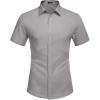 COOFANDY Men’s Short Sleeve Button Down Shirts Casual Summer Dress Untucked Shirts(Light Gray)