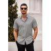 COOFANDY Men’s Short Sleeve Button Down Shirts Casual Summer Dress Untucked Shirts(Light Gray)