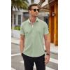 COOFANDY Men’s Short Sleeve Button Down Shirts Casual Summer Dress Untucked Shirts(Light Green)