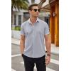 COOFANDY Men’s Short Sleeve Button Down Shirts Casual Summer Dress Untucked Shirts(Light Grey)