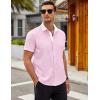COOFANDY Men’s Short Sleeve Button Down Shirts Casual Summer Dress Untucked Shirts(Light Pink)