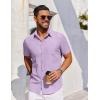 COOFANDY Men’s Short Sleeve Button Down Shirts Casual Summer Dress Untucked Shirts(Light Purple)