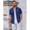 COOFANDY Men’s Short Sleeve Button Down Shirts Casual Summer Dress Untucked Shirts(Ocean Blue)
