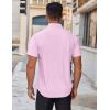 COOFANDY Men’s Short Sleeve Button Down Shirts Casual Summer Dress Untucked Shirts(Pink)