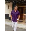 COOFANDY Men’s Short Sleeve Button Down Shirts Casual Summer Dress Untucked Shirts(Purple)
