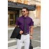 COOFANDY Men’s Short Sleeve Button Down Shirts Casual Summer Dress Untucked Shirts(Purple)