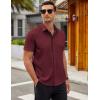 COOFANDY Men’s Short Sleeve Button Down Shirts Casual Summer Dress Untucked Shirts(Red)